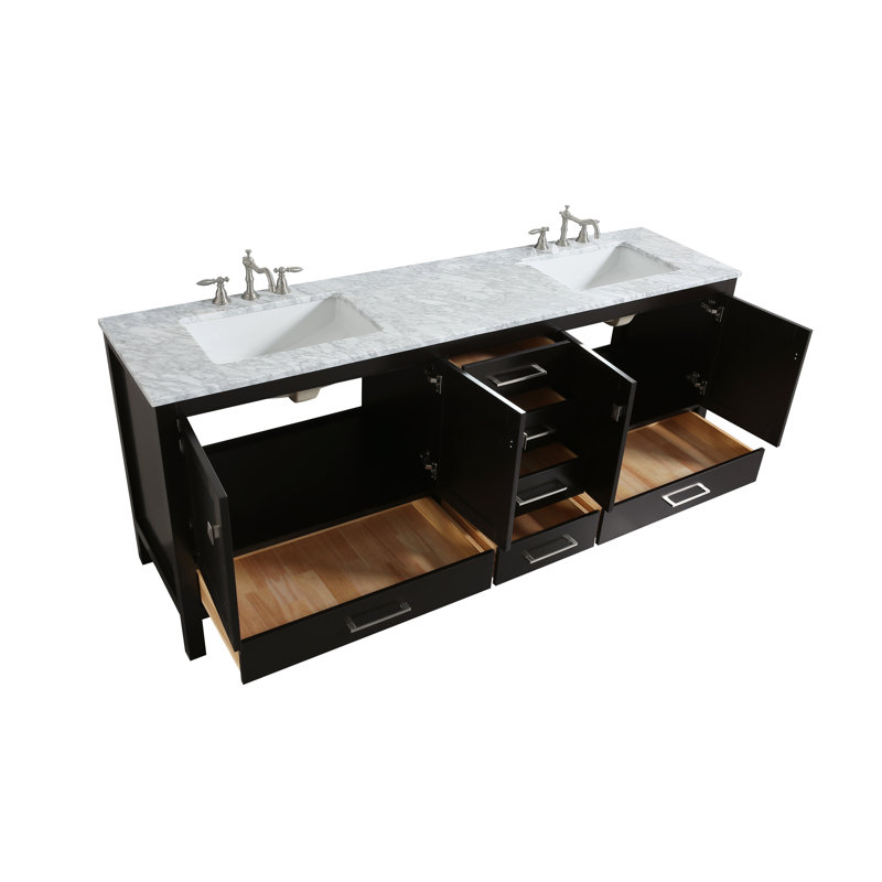 Brayden Studio® Zeringue 84'' Double Bathroom Vanity with Marble Vanity